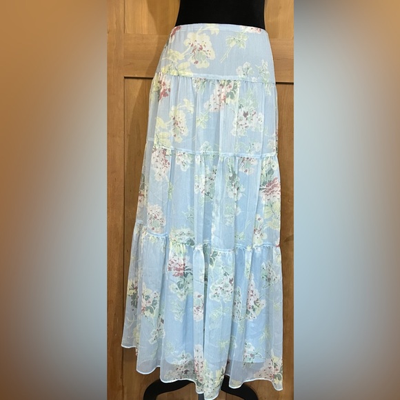 Ralph Lauren Light Blue Floral Maxi Skirt - Picture 1 of 3